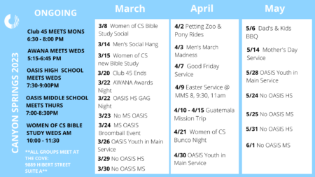 Spring Calendar 2023