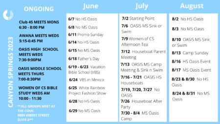 Summer Calendar 2023