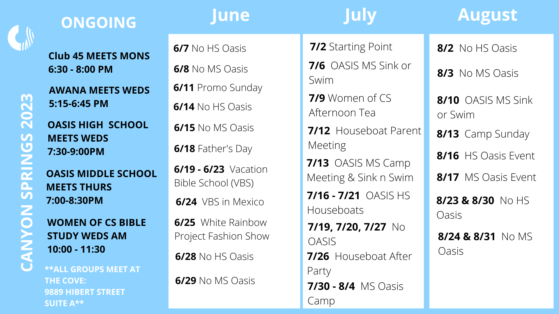 Summer Calendar 2023